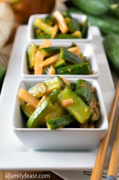 KOREA: Korean-Style Marinated Cucumbers - Fresh and fantastic! These easy marinated cucumbers have a sweet heat.