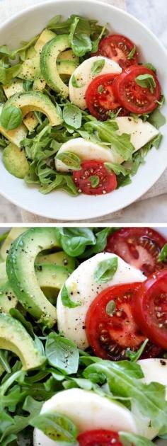 This is a simple salad to make. I'm all about getting simple and eating clean this week. Exactly why I LOVE my single serving recipe for Avocado Caprese Salad. Enjoy this in your Red Oak Apartment. Www.redoakproperties.com #redoaklife