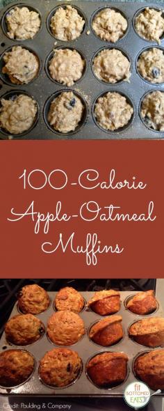 100 Calorie Apple Oatmeal Muffins ~ Start your new year off right with these low calorie delights @fayemason1