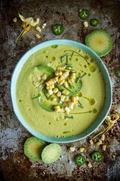 spicy corn + avocado soup