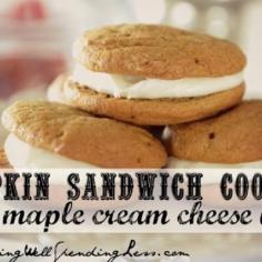 Pumpkin Sandwich Cookies {with Maple Cream Cheese Icing} Yum!  #baking #pumpkin #recipe