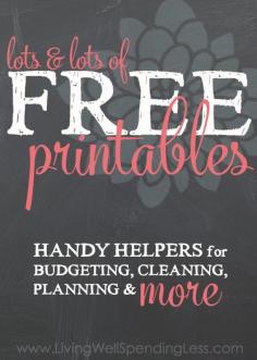 Lots & lots of FREE printables--this awesome resource page includes budget worksheets, meal planning worksheets, cleaningl & organizing checklists, a holiday planner & MUCH more!! #mealplanning #freezercooking #budgeting #cleaning