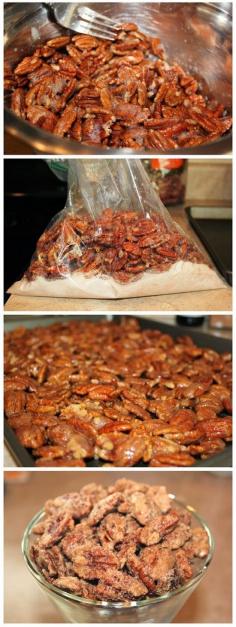 Christmas treats! Cinnamon Sugar Pecans Recipe  #sugarcoatedpecans #cinnamonsugarrecipes