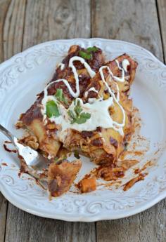 BBQ Chicken Enchiladas with Sweet Potato and Black Beans - Mountain Mama Cooks