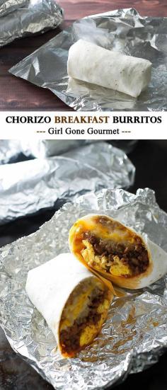 
                    
                        These chorizo breakfast burritos are the best hang-over cure! | girlgonegourmet.com
                    
                