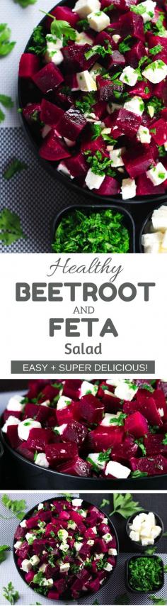 This salad has the perfect balance of sweet and salty from the beetroot and feta cheese - SO good! Super healthy and tastes even better! | ScrambledChefs.com