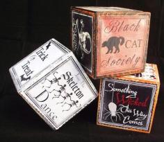 Make these Mod Podge vintage Halloween blocks for simple holiday decorating