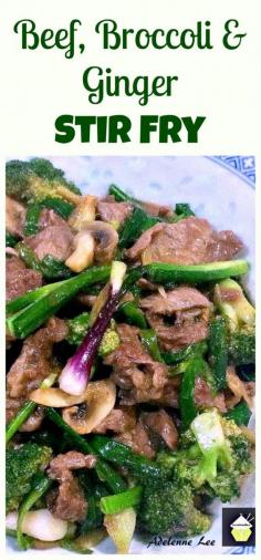 Beef, Broccoli & Ginger Stir Fry A very Quick and delicious dinner, perfect served with some fragrant Jasmine rice too! #Chinesefood #asian