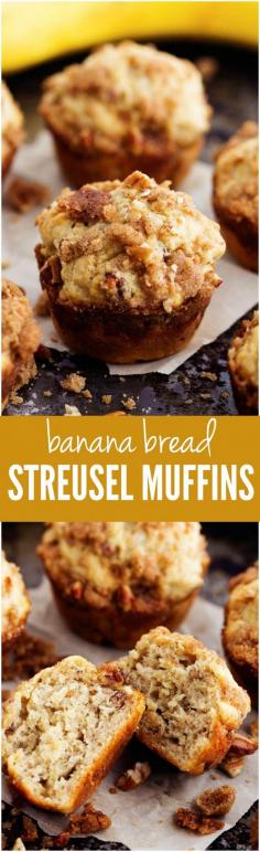 
                    
                        Moist and delicious banana bread muffins with an amazing cinnamon streusel topping!
                    
                