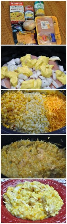Slow Cooker Cheesy Chicken And Rice, crockpot #crockpot #recipe #slowcooker #recipes #easy