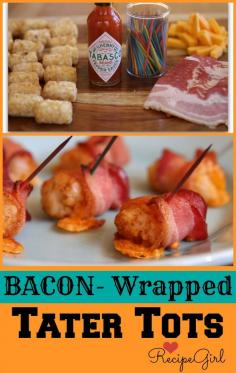 
                    
                        Bacon- Wrapped Tater Tots Recipe - RecipeGirl.com
                    
                