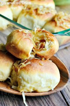 Caramelized Onion Dinner Rolls. These scrumptious rolls are made out of easy yeast dough and filled with delicious caramelized onions. | from willcookforsmiles.com