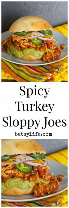 
                    
                        Spicy Turkey Sloppy Joes. A fun dinner recipe that's great for game day or a busy weeknight meal. Super simple to make!
                    
                
