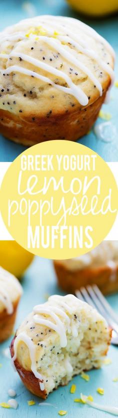 
                    
                        Greek Yogurt Lemon Poppyseed Muffins with Lemon Cream Cheese Glaze | Creme de la Crumb
                    
                