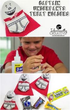 
                    
                        Kids Crafts | Captain Underpants Treat Holders by infarrantlycreati... ~ Get the free "Reading Gives You Superpowers" printable to glue onto the candy!
                    
                