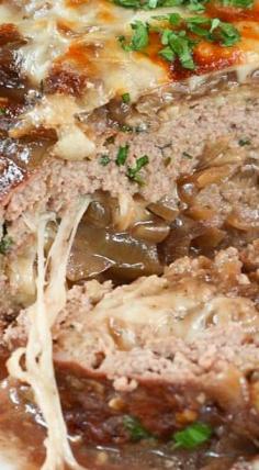 French Onion Soup au Gratin Stuffed Meatloaf