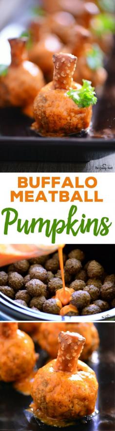 
                        
                            Looking for AWESOME Halloween recipes? Try these Buffalo Meatball Pumpkins for your fall parties. They have a pretzel stem, parsley leaf and buffalo sauce. #sponsored
                        
                    