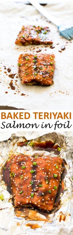 
                    
                        Teriyaki Baked Salmon in foil. A super easy and healthy dinner that takes 20 minutes to make! | chefsavvy.com #recipe #baked #teriyaki #salmon #foil
                    
                