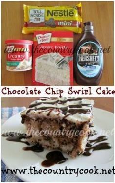 Chocolate Chip Swirl Cake.  Another one of those wonderful easy cake recipes from the Country Cook!!  I love these!!!!