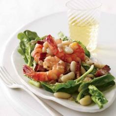 Warm Spinach, Canellini Bean and Shrimp Salad