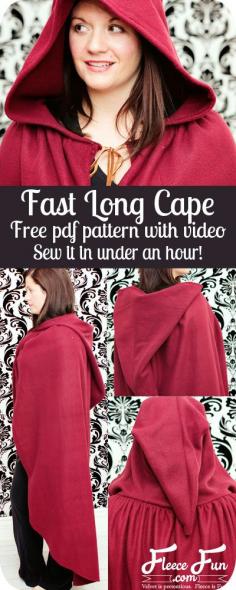 Fast Long Cape Tutorial includes a FREE pdf pattern!