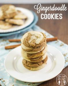 Gingerdoodle Cookies - These gingerdoodle cookies combine two delicious cookie doughs, snickerdoodle and chewy gingersnap, for an even better cookie that has the perfect cinnamon, molasses, sugary flavor.