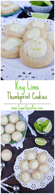 
                    
                        Key Lime Thumbprint Cookies-- Buttery soft shortbread cookies with a key lime filling SugarSpunRun
                    
                