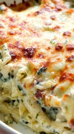 Cheesy Spinach Dip Chicken Pasta