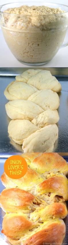 EASY HOMEMADE #ONION BREAD RECIPE - How to make Onion Lover's Twist - a braided yeast bread with tasty onion filling. #braidedbread