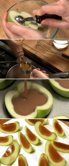 caramel apple slices- What an awesome idea  i love love love carmel apples!!!!