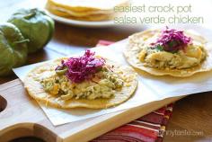 easy crockpot salsa verde chicken tacos
