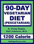This NoPaperPress Vegetarian Diet has an amazing 90 days of nutritious, delicious, easy-to-prepare meals and the guidance you need to succeed. This vegetarian diet version is called Prescetarian because it allows fish, eggs and dairy. The diet blends traditional American cooking with Asian vegetarian concepts. On the 1200-Calorie edition, most women lose 23 to 33 pounds. Smaller women, older women and less active women might lose a tad less, and larger women, younger women and more active women often lose much more. Most men lose 35 to 45 pounds. Smaller men, older men and less active men might lose a bit less, and larger men, younger men and more active men frequently lose a great deal more. You'll be surprised not only by what you can eat - but also by how much you can eat. Enjoy pasta, French toast, swordfish, salads and more. With nutritional know how and good planning, the authors have devised daily menus that leave you satisfied and where you should not be hungry. Many health-care professionals think eating a healthy vegetarian diet is one of the best things you can do for your short-term and long-term health. So lose weight the healthy way. Go vegetarian! TABLE OF CONTENTS - Vegetarian Types - Why You Lose Weight - The Best Weight Loss Diets - Why 90-Day Diet? - Expected Weight Loss - First a Medical Exam - Eat Smart - Tossed Salad - About Bread - Substituting Foods - Two Nights - No Cooking - Frozen Dinner Rules - Eating Out Challenges - 90-Day Diet Notes - Keeping It Off 1200-Calorie Meal Plans - Days 1 to 10 - Days 11 to 20 - Days 21 to 30 - Days 31 to 40 - Days 41 to 50 - Days 51 to 60 - Days 61 to 70 - Days 71 to 80 - Days 81 to 90 Recipes & Diet Tips Day 1 - Crumbly-Tofu Scramble Day 2 - Baked Herb-Crusted Cod Day 3a - French-Toasted English Muffin Day 3b - Polenta-Stuffed Peppers Day 4 - Easy Penne Pasta Day 5 - Frozen Vegetarian Dinner Day 6 - Grandma's Pizza Day 7 - Vegetarian Dinner Out Day 8 - Baked Salmon with Salsa Day 9 - Veggie Burger Day