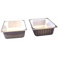 These pans are constructed from 18/8 stainless steel for years of service. The solid pans provide dry heat and the perforated pans provide steam heat for any cooking conditions. Dimensions: 12-1/2" x 10-1/4" x 4".