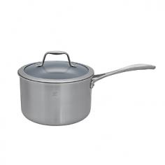 Stainless steel construction; aluminum core. Eco-friendly nonstick cooking surface. Oven- and broiler-safe to 500&deg;F. Dishwasher safe. Available in your choice of sizes. Available in a size to fit your needs, the Zwilling Spirit Thermolon Saucepan with Lid has an eco-friendly, scratch-resistant, and easy-clean nonstick interior. Its aluminum core with stainless steel walls provides even cooking for foolproof meal preparation, and a tempered glass lid helps hold in heat. About Zwilling JA Henckels: JA Henckels has been producing the best in German steel knife design since 1895. Their products are designed for everyday use, giving you the maximum value for your money. This modern company uses innovative technology to create the highest-quality products. They're so sure you'll be satisfied with their products that they back each one with a lifetime warranty. With several lines of quality cutlery and other products, you're sure to find the perfect housewarming or wedding gift, or addition to your own kitchen. About Spirit CookwareThe exceptional line of Spirit Cookware features a high-tech, eco-friendly design that maximizes efficiency and performance. Unlike traditional non-stick cookware that uses chemicals, Spirit Cookware is coated in natural, scratch-resistant ceramic that won't stick or chip and has a notably high level of heat-resistance. Each piece in the Spirit Cookware line is expertly crafted with a magnetic, stainless steel exterior and durable aluminum core that retains heat evenly from rim to rim. Stay-cool stainless steel handles are ergonomic and riveted for durability.