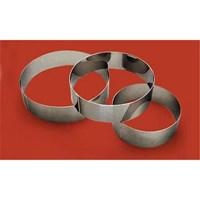 Our pastry rings are made of heavy gauge stainless steel and are designed for baking and stacking. A pastry ring is a handy baking accessory which can be used to shape pastry and hold it together during baking or assembly. When a pastry ring is used in baking it holds the pastry as it bakes ensuring that it bakes into a specific desired shape rather than a blob. Stacks are a spectacular way to present food and will earn you a reputation as a restaurant-style cook They can also be used to create a molded tower of stacked savory food items for an interesting presentation at the table. Typically you will layer a cooked starch such as pasta couscous rice potato mashed beans or polenta with vegetables and fish poultry meat or cheese. The cooked starch forms a very good binder. For the layers to show up well for serving they should not be too thin. Press each layer down firmly so that the stack holds its shape well when you remove the ring. Use a wide spatula to transfer the stacks sill in the ring to the plates. Remove the ring carefully just before serving. Stacks are very easy to master. Theyre a great way of transforming an otherwise ordinary plate of food into an eye-catching and extraordinary meal. Try the technique tonight with yesterdays leftovers or even with whatever standard meal you were planning. It will set you off in a whole new direction in food presentation. 18/8 stainless steel Dishwasher safe