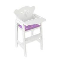 KidKrafts Lil Doll High Chair has a crisp white lacquer finish with scalloped edges, and filigree cut out detail. Plus, with a pink and white rattle bar, foot rest, and a reversible mint/lavender pad, the high chair comfortably seats a 19 doll for breakfast, lunch or dinner. Because kid-safety is a priority, rubber stops between the tray table and chair protect little fingers from getting caught. Features: Pink and white rattle bar and foot rest, Reversible mint/lavender pad, Crisp white lacquer finish with scalloped edges, filigree cut out detail, comfortably seats a 19" doll Gender: Unisex.