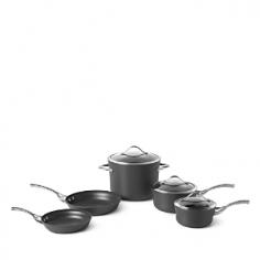 8-piece cookware set with multi-layer nonstick. Heavy-gauge, hard-anodized aluminum. Cast stainless steel loop handles. Dishwasher safe for easy cleanup. Oven safe to 450 degrees Fahrenheit. Manufacturer's full lifetime warranty. Easy cleanup and easy, nonstick cooking make the Calphalon Contemporary Nonstick 8-Piece Cookware Set an easy choice for your new (or upgraded) kitchen. The set comes complete with an eight-inch fry pan, ten-inch fry pan, 1.5-quart sauce pan with cover, 2.5-quart sauce pan with cover, and an eight-quart stock pot with cover. Triple-layer, PFOA-free nonstick material offers the best in durability, and it's dishwasher safe, too. The pans are crafted of heavy-gauge, hard-anodized aluminum for even heating, and the loop-style handles are built tough out of durable cast stainless steel. Includes manufacturer's lifetime warranty. About CalphalonCalphalon's mission is to be the culinary authority in kitchenwares, enhancing the home chef's food experience during planning, prep, cooking, baking, and serving. Based in Toledo, Ohio, Calphalon is a leading manufacturer of professional quality cookware, cutlery, bakeware, and kitchen accessories for the home chef. Calphalon is a Newell-Rubbermaid company. Calphalon's goal is to give you, the home chef, all the tools you need to realize your highest potential in the kitchen. From your holiday roasting pan to your everyday fry pan, count on Calphalon to be your culinary partner - day in and day out, for breakfast, lunch, and dinner for a lifetime.