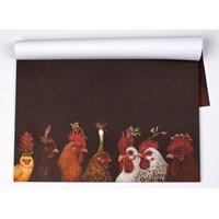 Kitchen Papers Party at the Coop Chickens Paper Placemat Pad of 50 Sheets Size: 19" x 10" Designed and printed in the USA Perfect for breakfast, lunch & dinner Great for entertaining and decorating