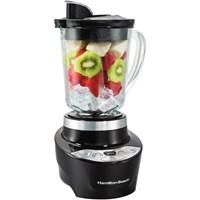 * Lets you blend the perfect smoothie for breakfast, lunch or dessert * One touch of the Auto Smoothie button activates the smart, 45-second blending cycle with pulsing action to crush ice, low-speed mixing and high speed for final smooth results * When your perfect smoothie is ready, the Smoothie Smart Blender automatically shuts off, preventing over-blending * Equipped with 5 blending functions including pulse, ice crush, mix and puree * Ice Sabre blades and 700 watts of peak power provide excellent ice-crushing performance * 40 oz patented Wave~Action: glass jar won't absorb food odors, stain or scratch * Patented no-mess pouring spout eliminates drips and dribbles * Easy-clean smooth touchpad * Dishwasher safe jar, blades and lid * Cord storage area underneath base * Durable motor is life-tested to blend 8,000 frozen drinks The Smoothie Smart Blender delivers on the blending performance people ask for most, instead of piling on a lot of expensive features they don't need. The Smoothie Smart Blender prepares a perfect smoothie with the press of a button: Auto Smoothie. This 45-second smart blending cycle is programmed with the precise pulses and speeds needed to get the job done right. At the end of the cycle, the blender shuts off automatically. To create a smooth texture every time, the Smoothie Smart Blender is equipped with the Wave~ Action System patented by Hamilton Beach. During blending, the Wave~ Action System is specifically designed to pull the ingredients down into the blades, so there is no need to stop and stir the mixture. The Smoothie Smart Blender doesn't stop there. Its patented no-mess spout directs contents into the cup instead of dripping down the sides of the jar or all over the kitchen counter. For easy cleanup afterwards, any stickiness on its smooth touchpad is quickly wiped away and its cord stores neatly out of sight.