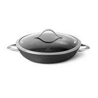 12-inch nonstick everyday pan with lid. Heavy-gauge, hard-anodized aluminum. Cast stainless steel loop handles. Dishwasher safe for easy cleanup. Oven safe to 450 degrees Fahrenheit. Manufacturer's full lifetime warranty. The Calphalon Contemporary Nonstick 12 in. Everyday Pan with Lid features two cast stainless steel loop handles, so it's easy to move it from stovetop to oven (up to 450 degrees Fahrenheit) to table. Its heavy-gauge, hard-anodized aluminum body facilitates even heating, and the triple-layer, PFOA-free nonstick can even go in the dishwasher. With Calphalon's lifetime manufacturer's warranty. About CalphalonCalphalon's mission is to be the culinary authority in kitchenwares, enhancing the home chef's food experience during planning, prep, cooking, baking, and serving. Based in Toledo, Ohio, Calphalon is a leading manufacturer of professional quality cookware, cutlery, bakeware, and kitchen accessories for the home chef. Calphalon is a Newell-Rubbermaid company. Calphalon's goal is to give you, the home chef, all the tools you need to realize your highest potential in the kitchen. From your holiday roasting pan to your everyday fry pan, count on Calphalon to be your culinary partner - day in and day out, for breakfast, lunch, and dinner for a lifetime.
