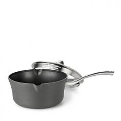 3.5-quart pourable sauce pan with strainer lid. Heavy-gauge, hard-anodized aluminum. Cast stainless steel loop handle. Dishwasher safe for easy cleanup. Oven safe to 450 degrees Fahrenheit. Manufacturer's full lifetime warranty. Pasta, veggies, rice, beans, and more - drain and strain 'em all with the Calphalon Contemporary Nonstick 3.5 qt. Pour and strain Sauce Pan. It's easy thanks to the pourable pan shape and integrated straining holes in the lid - you'll never have to use a separate colander again. And this pan is built tough - the heavy-gauge, hard-anodized aluminum distributes heat evenly, and the nonstick surface is triple-layer and PFOA-free. Best of all, this pan is dishwasher safe for easy, breezy cleanup and oven safe up to 450 degrees Fahrenheit. Includes manufacturer's full lifetime warranty. About CalphalonCalphalon's mission is to be the culinary authority in kitchenwares, enhancing the home chef's food experience during planning, prep, cooking, baking, and serving. Based in Toledo, Ohio, Calphalon is a leading manufacturer of professional quality cookware, cutlery, bakeware, and kitchen accessories for the home chef. Calphalon is a Newell-Rubbermaid company. Calphalon's goal is to give you, the home chef, all the tools you need to realize your highest potential in the kitchen. From your holiday roasting pan to your everyday fry pan, count on Calphalon to be your culinary partner - day in and day out, for breakfast, lunch, and dinner for a lifetime.