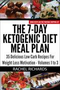 Volumes 1 to 3 of "The 7-Day Ketogenic Diet Meal Plan"Approximate length: 27,700 wordsA ketogenic diet is designed to make your body burn fat instead of carbohydrates. It is comprised mainly of a high fat diet with low carb foods and normal levels of protein. The book provides 3 weeks of meals that are planned out for you. That is 105 recipes that will turn your body into a fat burning furnace. The daily meal plan is organized into the following: breakfast, snack, lunch, snack and dinner. Breakfast - 21 recipes Lunch - 21 recipes Snacks - 42 recipes Dinner - 21 recipes Each recipe, where appropriate, is geared towards a family of four. You can alter the amount of ingredients used to accommodate any number of people as needed. Measurements are given in both metric and imperial. In addition to the 105 recipes, you will find a few bonuses: From Volume 1:A recipe for 'Keto Rolls'; this recipe serves as a great substitute for those missing the taste and feel of bread without adding on the additional carbs.A free printable version of the meal plan and shopping list. Just go to the following link to obtain these bonuses: http://gotorecipecookbooks.com/ketogenic-diet-1/ From Volume 2:A recipe for 'Keto Almond Bread'; this recipe serves as a great substitute for those missing the taste and feel of bread without adding on the additional carbs.A free printable version of the meal plan and shopping list. Just go to the following link to obtain these bonuses: http://gotorecipecookbooks.com/ketogenic-diet-2/ From Volume 3:A recipe for 'Posh Coffee'. On those mornings where you don't really feel like something to eat, substitute it with this thirst quenching and tasty coffee.A free printable version of the meal plan and shopping list. Just go to the following link to obtain these bonuses: http://gotorecipecookbooks.com/ketogenic-diet-3/ If you enjoyed the recipes in this book, please take a moment to leave a review. To keep up to date with more books from Rachel Richards, please visit the website at: