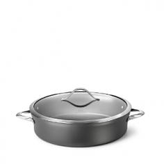 7-quart sautese pan with lid. Heavy-gauge, hard-anodized aluminum. Cast stainless steel loop handles. Dishwasher safe for easy cleanup. Oven safe to 450 degrees Fahrenheit. Manufacturer's full lifetime warranty. Wonderfully versatile, the Calphalon Contemporary Nonstick 7 qt. Sautese Pan can be used for sauces, paella, oven casseroles, frittata, and more. The two cast stainless steel loop handles make it easy to go from stovetop to oven (up to 450 degrees Fahrenheit), too. And that's not all - the hard-anodized, heavy-gauge aluminum body facilitates even heating, and the triple-layer, PFOA-free nonstick surface is exactly what you need. With manufacturer's full lifetime warranty. About CalphalonCalphalon's mission is to be the culinary authority in kitchenwares, enhancing the home chef's food experience during planning, prep, cooking, baking, and serving. Based in Toledo, Ohio, Calphalon is a leading manufacturer of professional quality cookware, cutlery, bakeware, and kitchen accessories for the home chef. Calphalon is a Newell-Rubbermaid company. Calphalon's goal is to give you, the home chef, all the tools you need to realize your highest potential in the kitchen. From your holiday roasting pan to your everyday fry pan, count on Calphalon to be your culinary partner - day in and day out, for breakfast, lunch, and dinner for a lifetime.