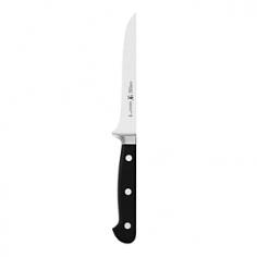 Stain-resistant high-carbon steel blade. Polyoxymethylene handle for strength and durability. Straight cutting edge for removing meat from bones. Hand-wash only. Blade length: 5.5 inches. The curved flexible blade and straight cutting edge of the J.A. Henckels International Classic 5.5 in. Boning Kitchen Knife make it perfect for removing meat from bones. This hot drop-forged knife is strong and durable and its blade is hand-honed to give you a sharp precise cutting edge. A full bolster protects your hand and adds weight to the knife and the full tang gives it the proper balance. Additional Features: Knife measures 10.5 inches including handle Hot drop-forged construction for extra strength Handle is triple-riveted for superior strength Full bolster for weight and safety Full tang provides proper balance Hand-honed precision cutting edge Warranty included; see product guarantee area About Zwilling J.A. Henckels: JA Henckels has been producing the best in German steel knife design since 1895. Their products are designed for everyday use giving you the maximum value for your money. This modern company uses innovative technology to create the highest-quality products. They're so sure you'll be satisfied with their products that they back each one with a lifetime warranty. With several lines of quality cutlery and other products you're sure to find the perfect housewarming or wedding gift or addition to your own kitchen.