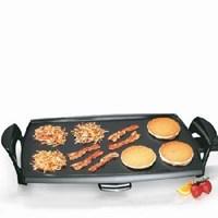 Heavy-cast aluminum base is virtually warp-proof. Quality non-stick finish inside and out. Features a grease groove and removable drip pan. Comes complete with phenolic handles and legs. Dimensions: 26L x 5W x 14H inches. Epic breakfasts just got easier. The Presto 07039 Presto Professional 22-inch Electric Griddle is big enough to feed the troops easily. This versatile flat-top griddle has a large cooking surface, premium nonstick coating, and a removable drip tray. The temperature control is easy to use. When you're done, simply remove the heat control and immerse in soapy water or clean in the dishwasher. About PrestoNational Presto Industries Inc, was founded in Eau Claire, Wis, in 1905 as Northwestern Steel and Iron Works, maker of industrial-size pressure canners for commercial canneries. Ten years later, it began manufacturing large pressure canners for home use. In 1939, the company introduced the first saucepan-style pressure cooker and gave it the trade name Presto. Since then, the company has expanded its product line to include a wide variety of popular cooking gadgets, including electric griddles, pressure cookers, pizza ovens, deep fryers, and more.
