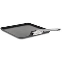 Constructed from hard-anodized aluminum. Comes with an ergonomic handle for easy grip. Oven-safe. Nonstick surface for easy cleanup. Manufacturer provides limited lifetime warranty. Dimensions: 11L x 19W-in. Homestyle country breakfasts are back on the DIY menu with the All-Clad 11-in. Square Griddle Non Stick. A must-have pan for hearty weekend breakfasts with visiting friends or family, this hard-anodized aluminum griddle features a large cooking surface with an easy-release nonstick coating. Its square shape can hold an abundance of foods for sauteing or omelet making. The long ergonomic handle is riveted stainless steel, a perfect design for hardy performance and carrying heavy meals from stove to dining table or breakfast bar. Compatible with gas and electric stovetops and oven safe to 450&deg;F, this nonstick griddle comes with a limited lifetime warranty from All-Clad. About All-CladFounded in 1971 in Canonsburg, Pennsylvania, All-Clad Metalcrafters produces the world's finest cookware in its Southwestern Pennsylvania rolling mill, using the same revolutionary processes that they introduced forty years ago. Today, All-Clad is the only bonded cookware that's handcrafted by American craftsmen using American-made metals. Originally founded to meet the highest standards of professional chefs, All-Clad has become the premier choice of cookware enthusiasts of all experience levels, from world-class chefs to passionate home cooks in everyday American kitchens. The unsurpassed quality and performance of All-Clad cookware is derived from its innovative roll bonding process, which uses a proprietary recipe of metals. Cladding is applied not just to the bottom, but also up the sides of each All-Clad cooking vessel, providing outstanding heat distribution and reliable cooking results. All-Clad cookware is hand-inspected at every stage of the manufacturing process and is famous for the uncompromising quality that's evident in every detail, from its impeccable balance in your hand to its meticulous hand-finishing.