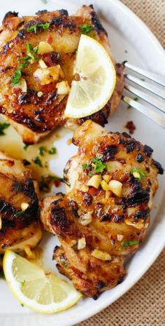 Lemon Garlic chicken – juicy, moist and delicious chicken marinated with lemon and garlic and grill to perfection. So easy and so good! | ht...