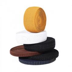 Garment Twill woven elastic band（https://www.ywmingai.com/product/glitter-elastic-band/ma0008-garment-twill-woven-elastic-band.html）
The glitter elastic band is combined gold or silver metallic with nylon yarn and spandex, thus the glitter elastic band not only retains the practicality of the elastic band, but also have unique appearance compare with other elastic band.